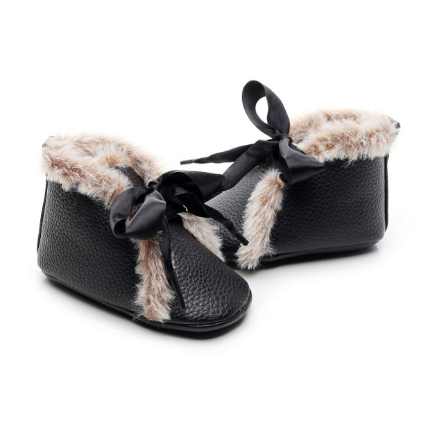 Fuzzy Canvas Soft-Sole Booties BABY VIBES & CO.