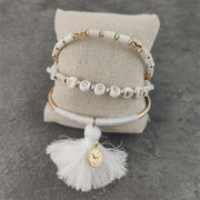 Boho White Charm & Gold Strand Bracelets BABY VIBES & CO.