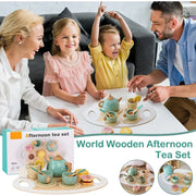 Organic Wooden Afternoon Tea Set Early Educational Montessori Learning Toys BABY VIBES & CO.