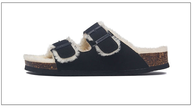 Mama's Fuzzy Sandals with Double Buckle Baby Vibes & Co.