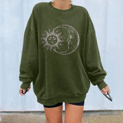 Ladies Oversized Vintage Sun & Moon Crewneck Sweatshirt BABY VIBES & CO.