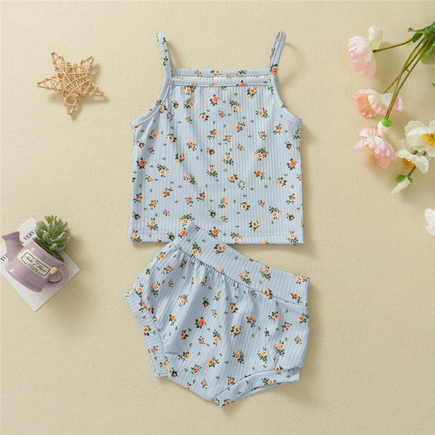 Floral Baby Camisole + High Waisted Matching Shorts Set Baby Vibes & Co.