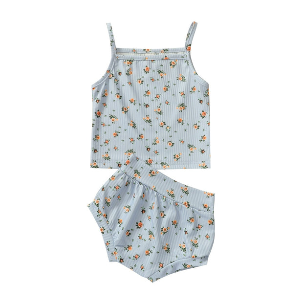 Floral Baby Camisole + High Waisted Matching Shorts Set Baby Vibes & Co.