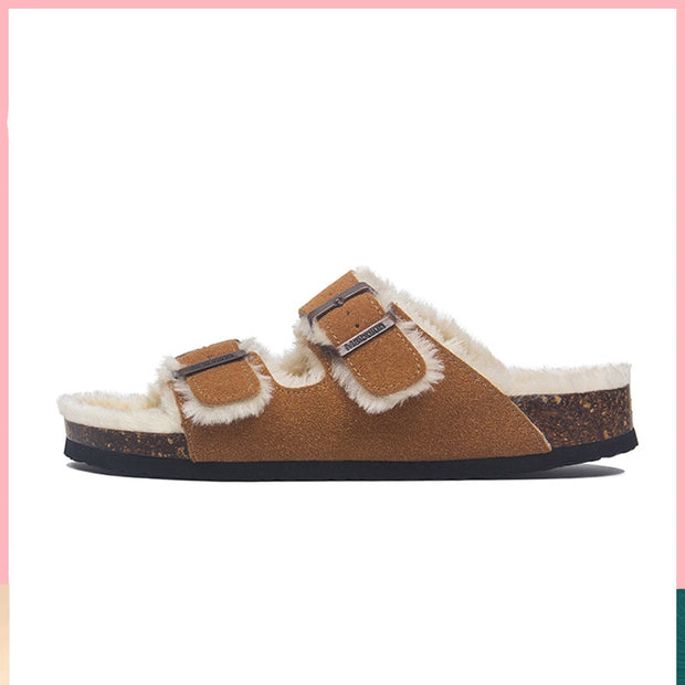 Mama's Fuzzy Sandals with Double Buckle Baby Vibes & Co.