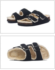 Mama's Fuzzy Sandals with Double Buckle Baby Vibes & Co.