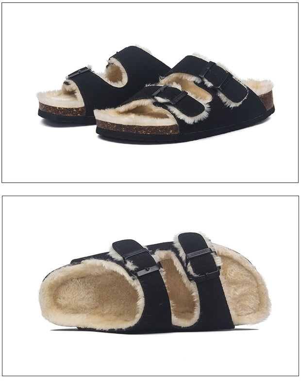 Mama's Fuzzy Sandals with Double Buckle Baby Vibes & Co.