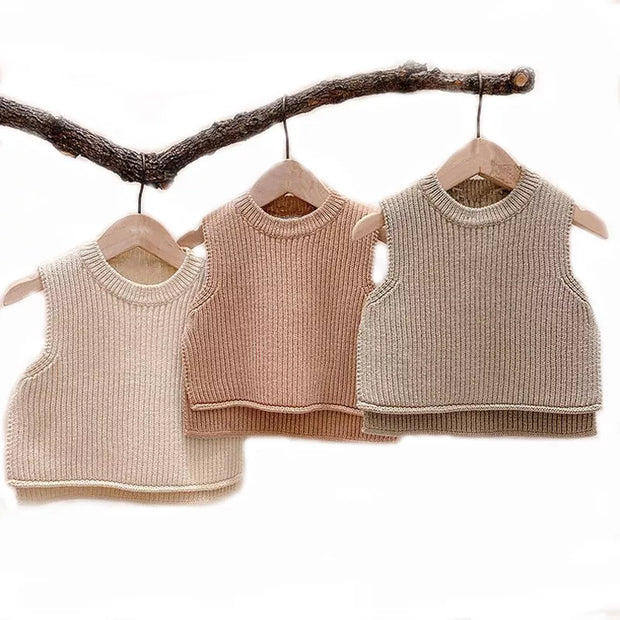 Baby Girls Sweaters Baby Girl Solid Sleeveless Pullover Vest Baby Boys Sweaters Knit Vest Kids Toddler Autumn Outerwear BABY VIBES & CO.