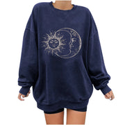 Ladies Oversized Vintage Sun & Moon Crewneck Sweatshirt BABY VIBES & CO.