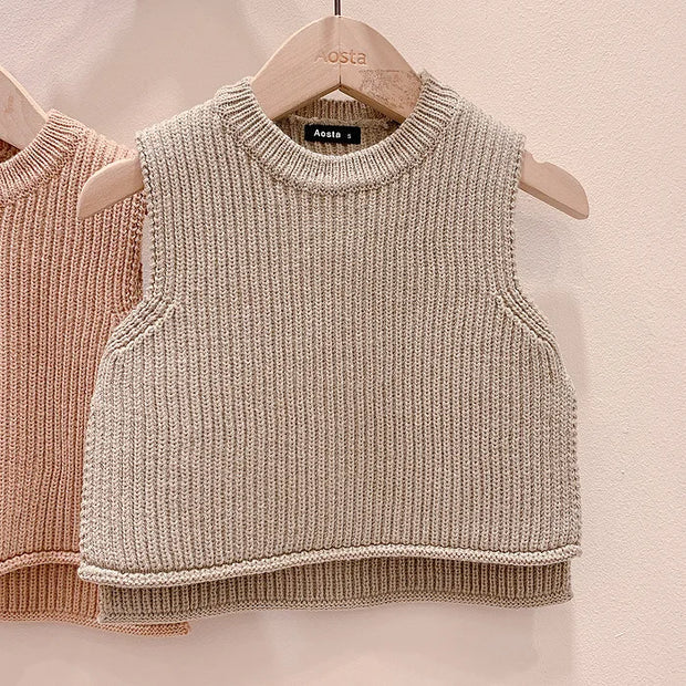 Baby Girls Sweaters Baby Girl Solid Sleeveless Pullover Vest Baby Boys Sweaters Knit Vest Kids Toddler Autumn Outerwear BABY VIBES & CO.