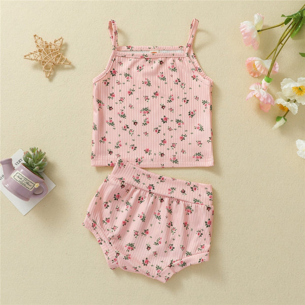 Floral Baby Camisole + High Waisted Matching Shorts Set Baby Vibes & Co.