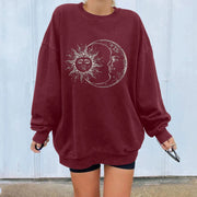 Ladies Oversized Vintage Sun & Moon Crewneck Sweatshirt BABY VIBES & CO.