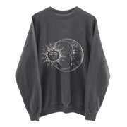 Ladies Oversized Vintage Sun & Moon Crewneck Sweatshirt BABY VIBES & CO.