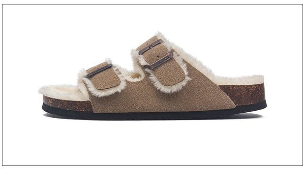 Mama's Fuzzy Sandals with Double Buckle Baby Vibes & Co.