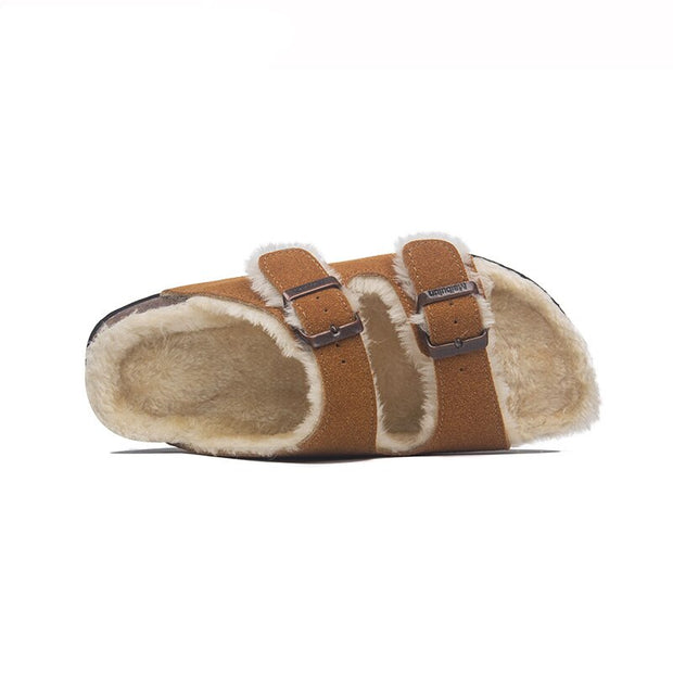 Mama's Fuzzy Sandals with Double Buckle Baby Vibes & Co.