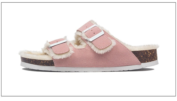 Mama's Fuzzy Sandals with Double Buckle Baby Vibes & Co.