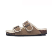 Mama's Fuzzy Sandals with Double Buckle Baby Vibes & Co.