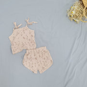 Waffle Knit Flower Print Matching Set Baby Vibes & Co.