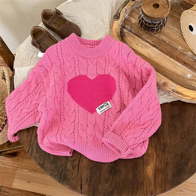 Long Sleeve Knitted Girls Heart & Love Sweater BABY VIBES & CO.