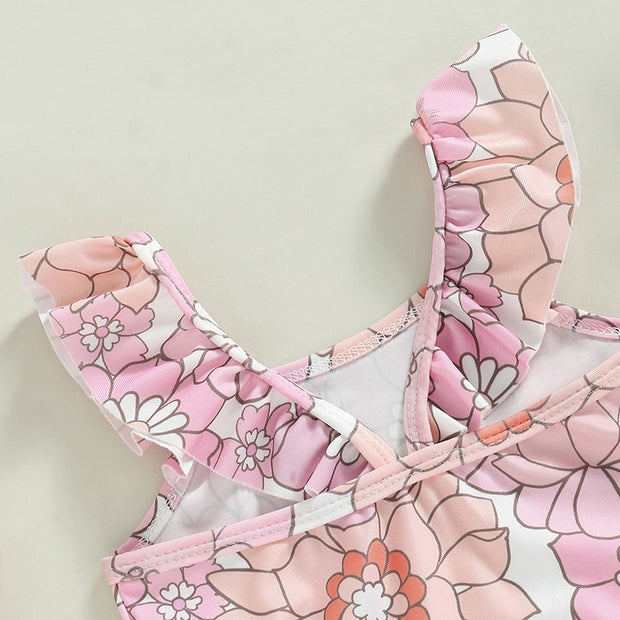 Baby Girl's Floral Swimwear with Ruffled Sleeves Baby Vibes & Co.