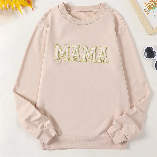 Fashion Adults and Children Matching Outfits Long Sleeve Letter Embroidery Print Sweatshirts Pullovers Fall Clothes BABY VIBES & CO.