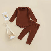 Solid Ribbed Long Sleeve Bodysuit + Matching Lounger Set BABY VIBES & CO.