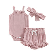 Baby Girl 2-Piece Summer Set with Matching Bow Headband Baby Vibes & Co.