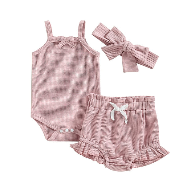 Baby Girl 2-Piece Summer Set with Matching Bow Headband Baby Vibes & Co.