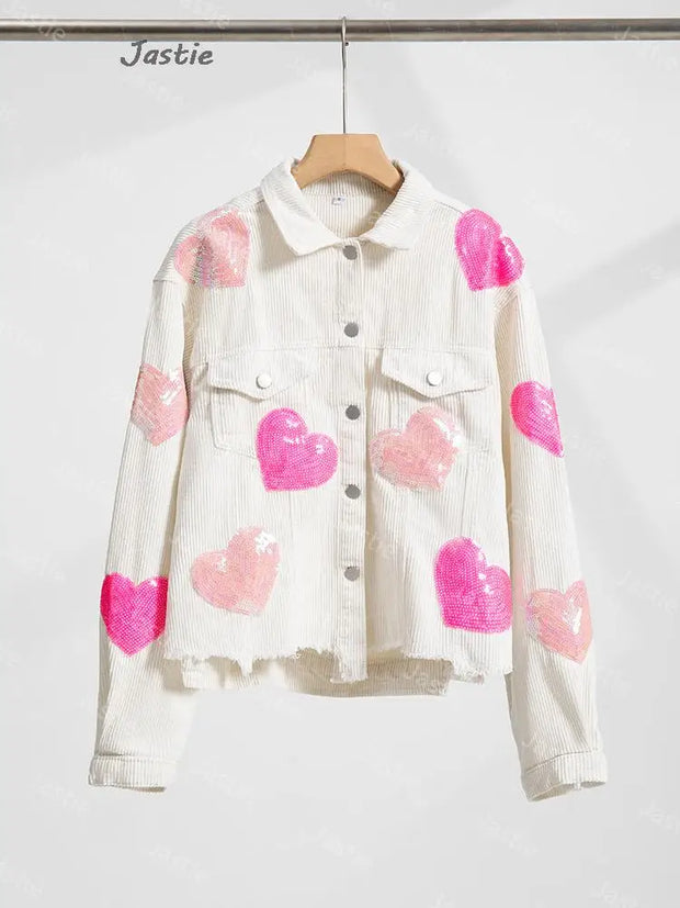Mamas Valentine's Day Love & Sequin Jacket BABY VIBES & CO.