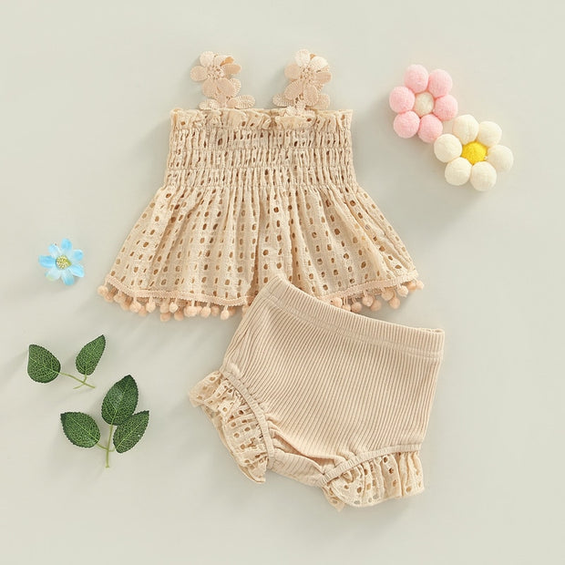 Baby Girls Boho Cream & Frill Floral 2 Piece Set Baby Vibes & Co.