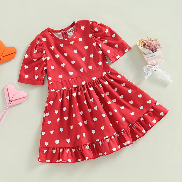 Toddler Girls Valentines Day & Hearts Red Dress BABY VIBES & CO.