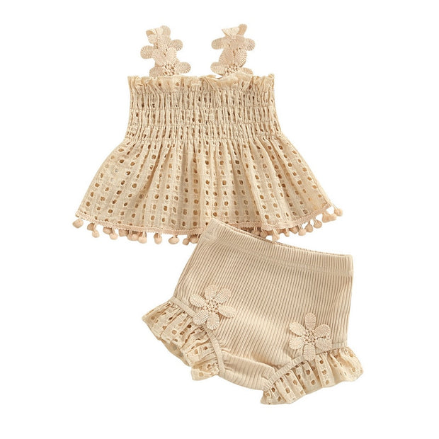 Baby Girls Boho Cream & Frill Floral 2 Piece Set Baby Vibes & Co.