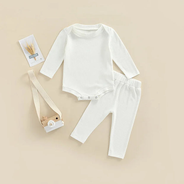 Solid Ribbed Long Sleeve Bodysuit + Matching Lounger Set BABY VIBES & CO.