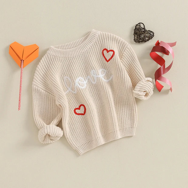 Valentines Day Love Embroidered Knit Sweater BABY VIBES & CO.