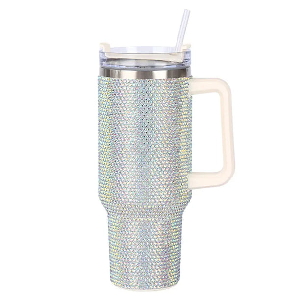 Rhinestone Embellished Stanley Style 40oz Tumbler Mug With  Lid & Straw Baby Vibes & Co.