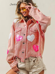 Mamas Valentine's Day Love & Sequin Jacket BABY VIBES & CO.