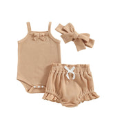 Baby Girl 2-Piece Summer Set with Matching Bow Headband Baby Vibes & Co.