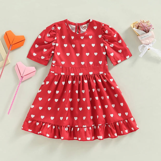 Toddler Girls Valentines Day & Hearts Red Dress BABY VIBES & CO.