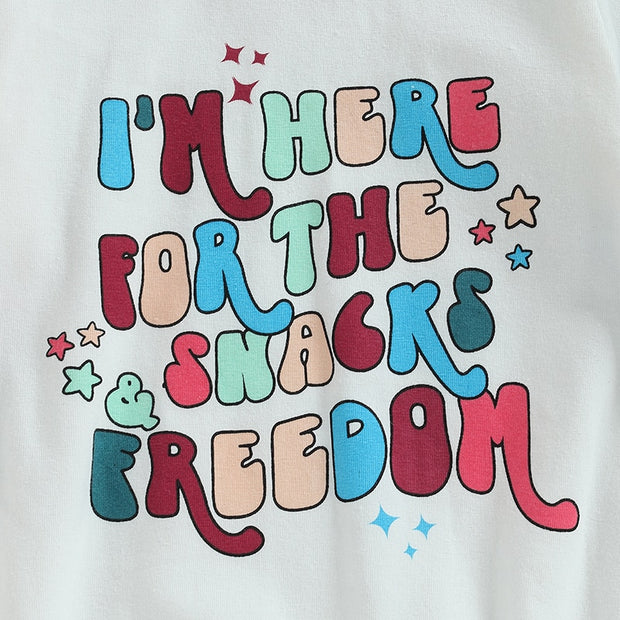 I'm Here For The Snacks & Freedom Baby Romper Baby Vibes & Co.