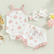 Baby Girl Summer Onepiece with Matching Bow Baby Vibes & Co.