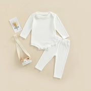 Solid Ribbed Long Sleeve Bodysuit + Matching Lounger Set BABY VIBES & CO.