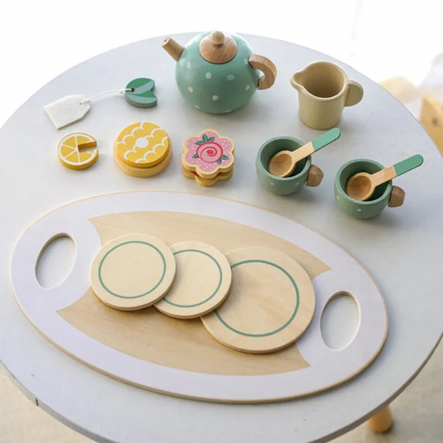 Organic Wooden Afternoon Tea Set Early Educational Montessori Learning Toys BABY VIBES & CO.