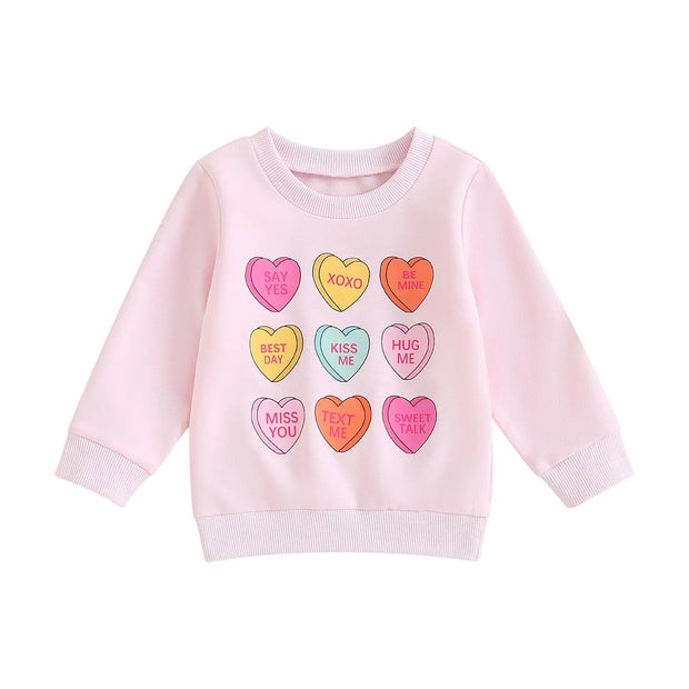 Long Sleeve Sweet Heart Valentines Day Crewneck BABY VIBES & CO.