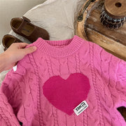 Long Sleeve Knitted Girls Heart & Love Sweater BABY VIBES & CO.