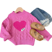 Long Sleeve Knitted Girls Heart & Love Sweater BABY VIBES & CO.