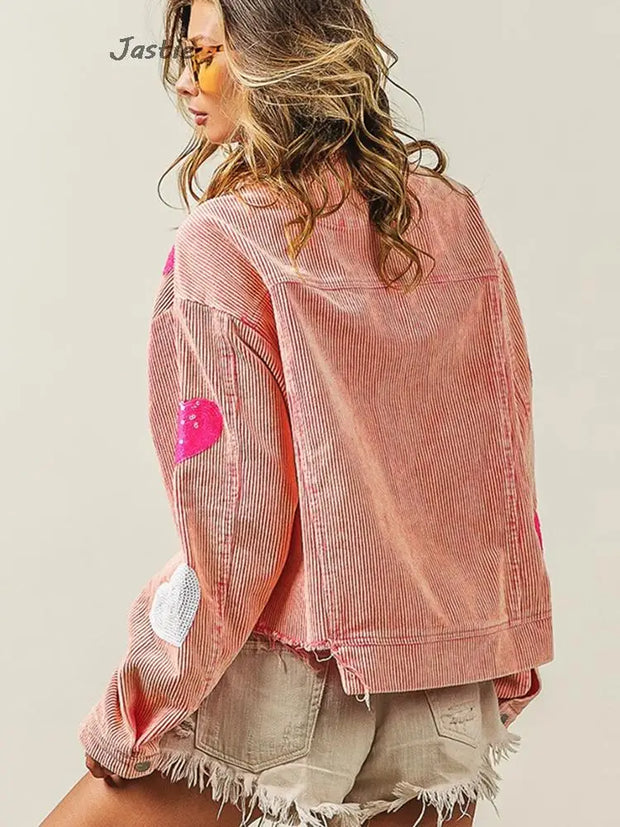 Mamas Valentine's Day Love & Sequin Jacket BABY VIBES & CO.