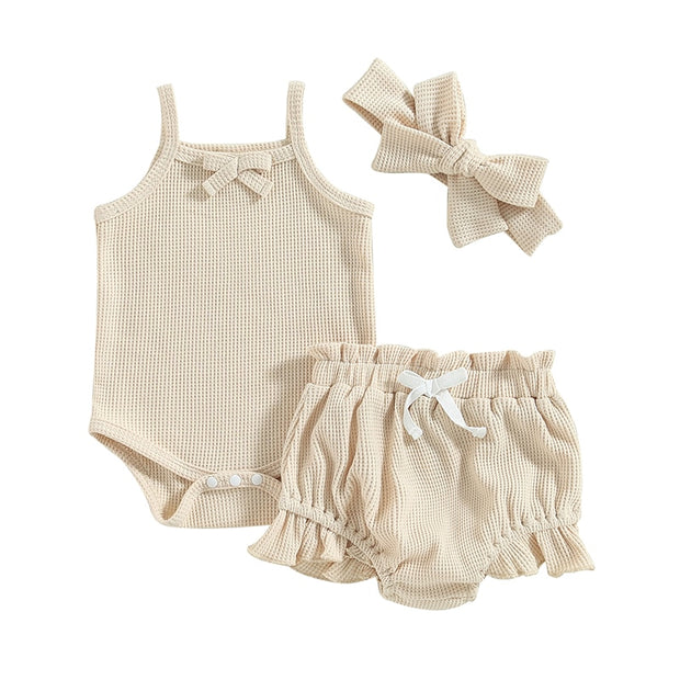 Baby Girl 2-Piece Summer Set with Matching Bow Headband Baby Vibes & Co.