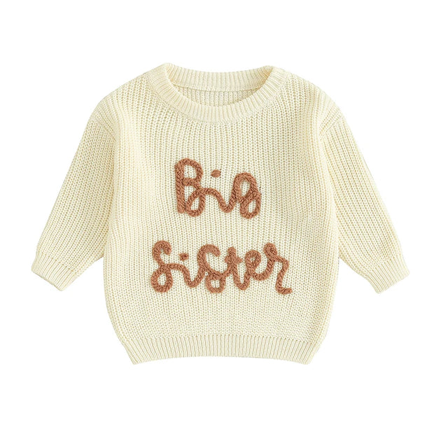 2023-08-18 Lioraitiin 18M-5Y Kids Girls Sweater Letter Embroidery Crew Neck Long Sleeve Pullovers Fall Toddler Clothes Tops BABY VIBES & CO.