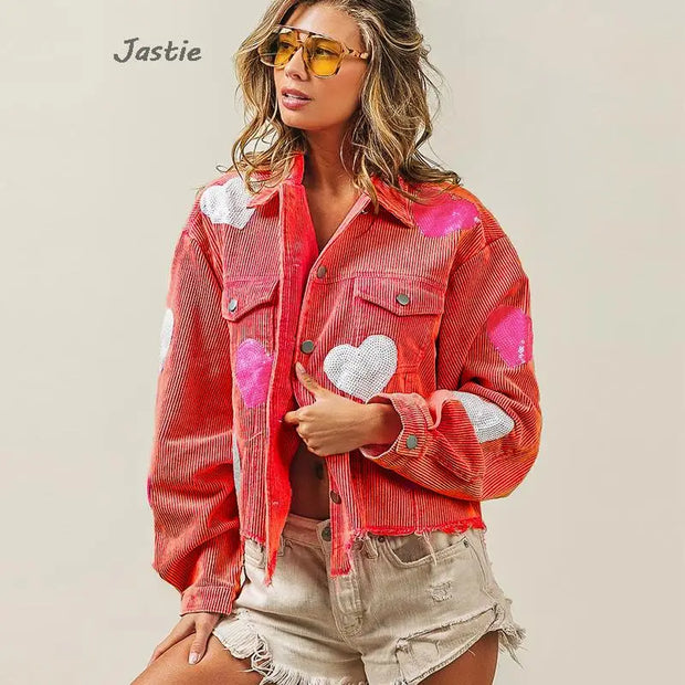 Mamas Valentine's Day Love & Sequin Jacket BABY VIBES & CO.