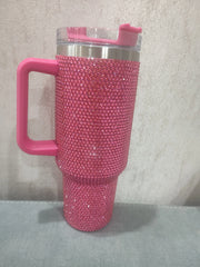 40 oz Diamond Tumbler With Handle Insulated Mug With Straw Lids Stainless Steel Coffee Termos Cup In-Car Vacuum Flasks Bottle BABY VIBES & CO.