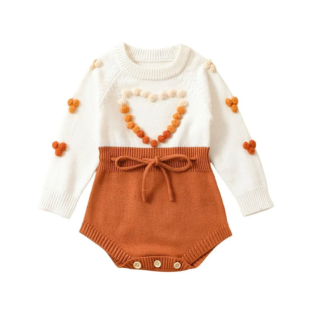 Baby Girl Long Sleeve Knit Sweater Styled Romper Bodysuit BABY VIBES & CO.